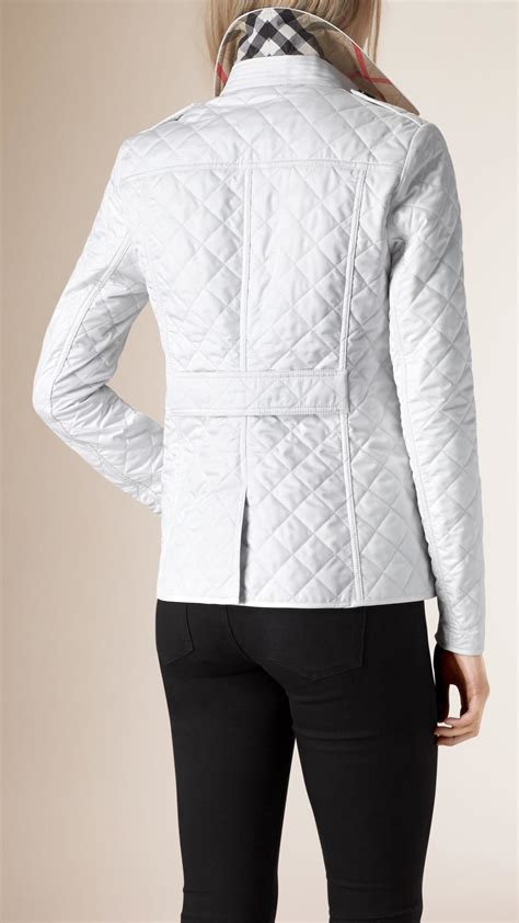 burberry quilted jacket womens white|burberry women's diamond quilted jacket.